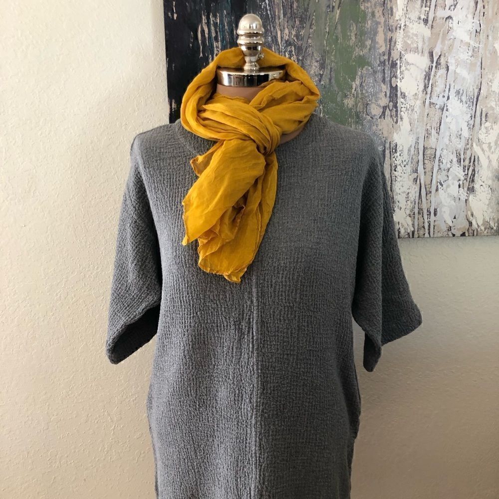 J Jill Pure Jill Sweater Tunic Wool Blend Waffle Knit Grey Women’s S Petite